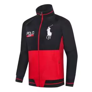 ralph lauren long sleeve veste sweat sport black red